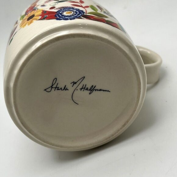 Anthropologie Starla Halfmann Letter C Floral Mug Cup Coffee Tea Petal Palette - Picture 7 of 12